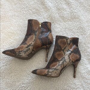 Snakeskin Patterned Ankle Boots